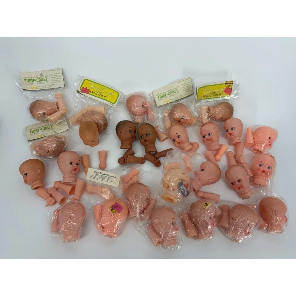 Vintage Baby Doll Heads Hands / Arms Lot of 25 New Old Stock
